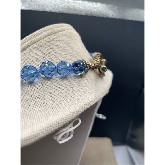 Heidi Daus Blue Crystal Choker Necklace Toggle Clasp - Picture 3 of 10